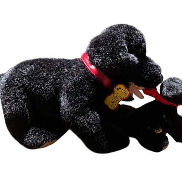 Build-A-Bear Vintage Realistic Black Lab Set – Mama Dog with Puppy & Red Collar - Picture 2 of 8